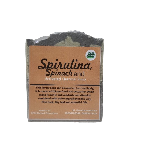 All Natural Spirulina, Spinach & Activated Charcoal Soap for Face and Body