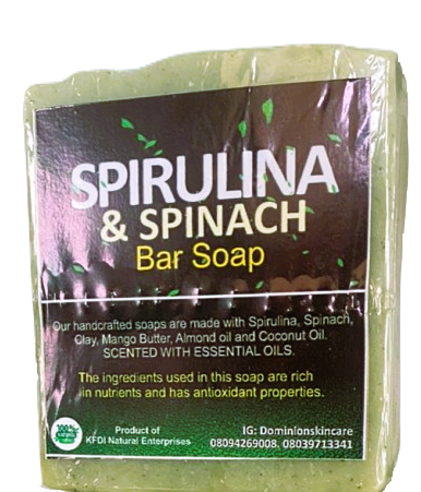 All Natural Spirulina & Spinach Bar Soap for Face and Body