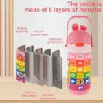 Spin Fun Insulated Mathematics Vacuum Kids Water Bottle - Pink - Image 7