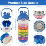 Spin Fun Insulated Mathematics Vacuum Kids Water Bottle - Blue - Image 5
