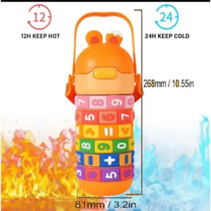 Spin Fun Insulated Mathematics Vacuum Kids Water Bottle - Orange