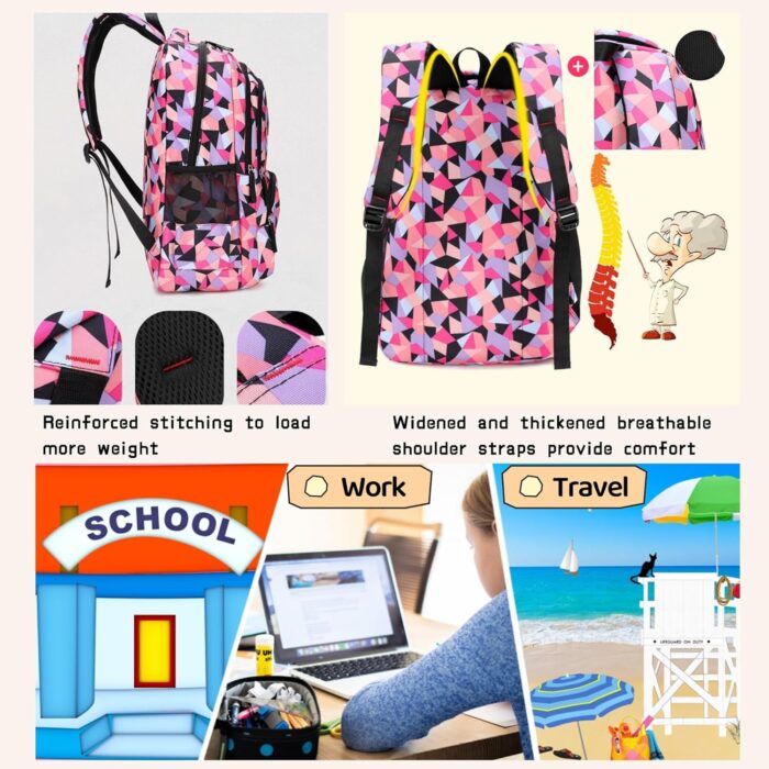 Geometric-Print Backpack and Lunch-Bag Set for Students - Image 7