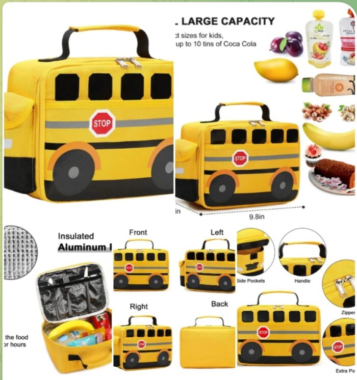 Yellow School bus Lunch Box - Image 6