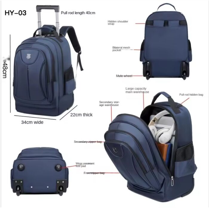 Rolling  Large Capacity Bag Computer Backpack for Overnight Business - Image 4