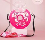 Doughnut Bottle, 380ML Cute Portable Silicone PC 145x145mm Water Bottle with Strap for Travel - Image 2